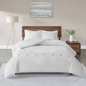 lot 2867 image: 3pc FullQueen Lucina Cotton Waffle Weave Duvet Cover Set White