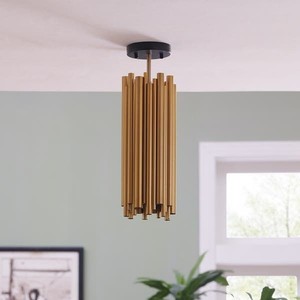 lot 2876 image: Carson Carrington Barnes Midcentury Modern Brass Semi-Flush Mount Light