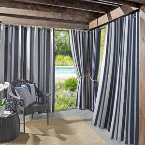 lot 2879 image: Sun Zero Valencia Cabana Stripe IndoorOutdoor UV Protectant Curtain Panel