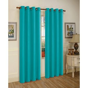 lot 2892 image: Mira Faux Silk Panel With 8 Grommets, Teal, 58x84 Inches