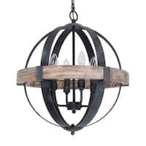 lot 2908 image: Antique Distressed Wood 4-Light Candle Style Hall Foyer Chandelier Retail $205.99