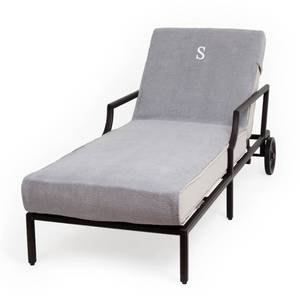 lot 2924 image: Authentic Turkish Cotton Monogrammed Grey Towel Cover for Standard Size Chaise Lounge Chair