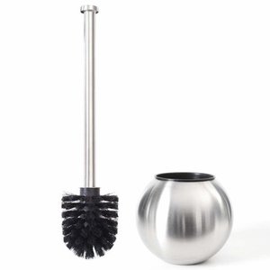 lot 2936 image: ToiletTree Modern Deluxe Freestanding Stainless Steel Toilet Brush