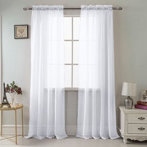 lot 2944 image: Celine Sheer 55 x 90 in. Rod Pocket Curtain Panel, White