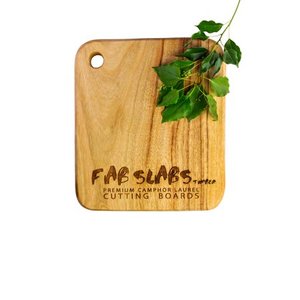 lot 2950 image: FabSlabs Natural Wood Camphor Laurel Small Premium Anti-Bacterial Cutting Board, 15.75 x 6.7