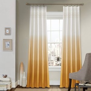 lot 2958 image: 84x52 Arashi Ombre Embroidery Light Filtering Curtain Panel Gold - Vue