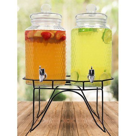 Double 1 Gallon 3.8L Glass Mason Jar Party Juice Dispenser Glass