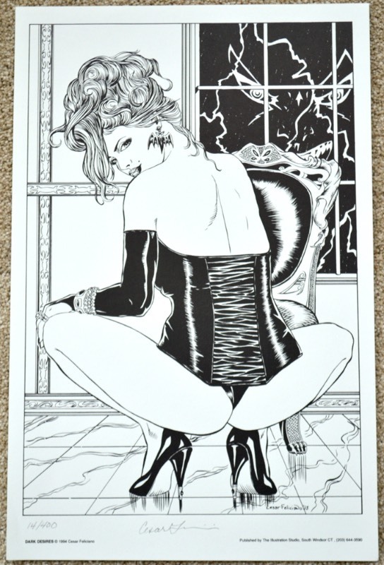 lot 2028 image: Dark Desire Vampire Print by Cesar Feliciano
