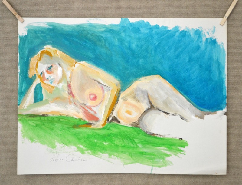 lot 2030 image: Acrylic painting of a nude female