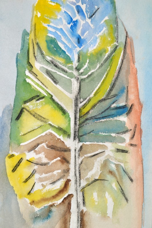 lot 5011 image: Watercolor depicting the close up of a leaf