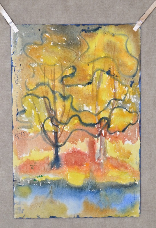 lot 5012 image: Watercolor depicting abstract trees