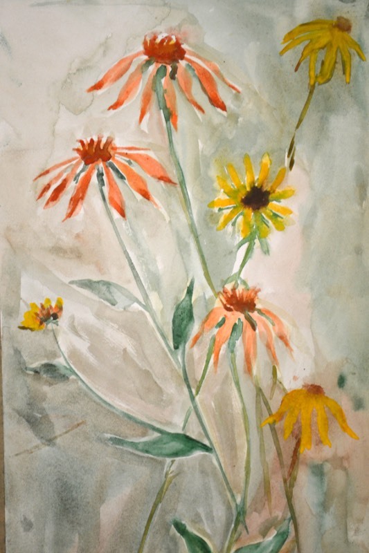 lot 5023 image: Watercolor depicting daisies