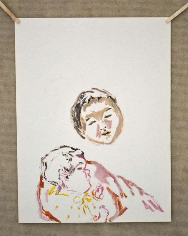 lot 5045 image: Acrylic painting depicting 2 children