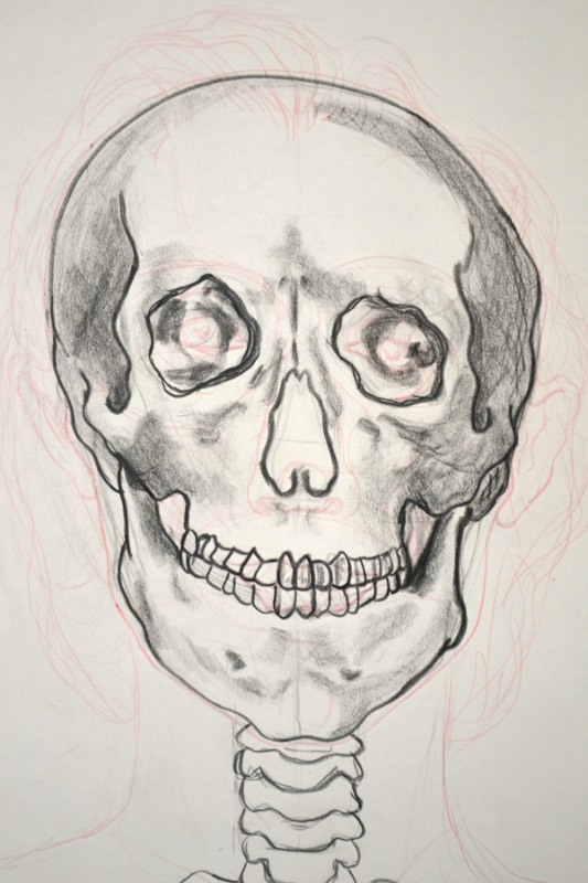 lot 5067 image: Pencil drawing of a skull
