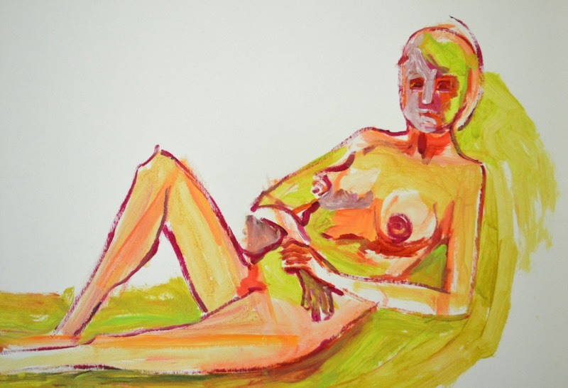 lot 5085 image: Acrylic painting of a nude female figure