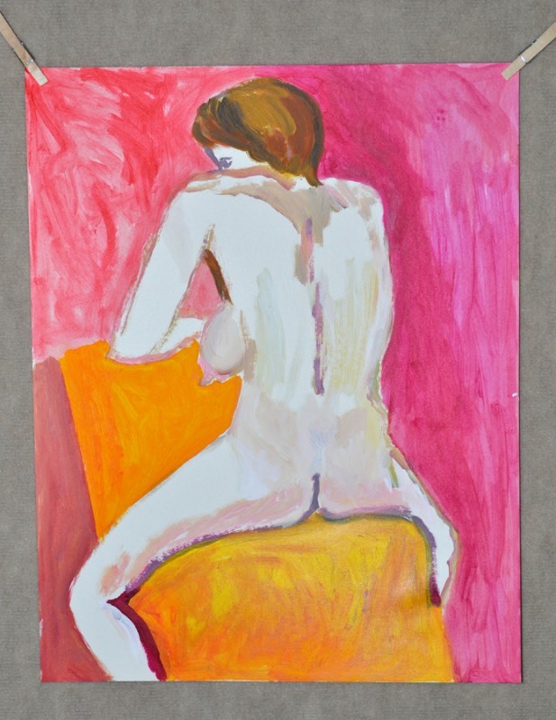 lot 5086 image: Acrylic painting of a nude female figure