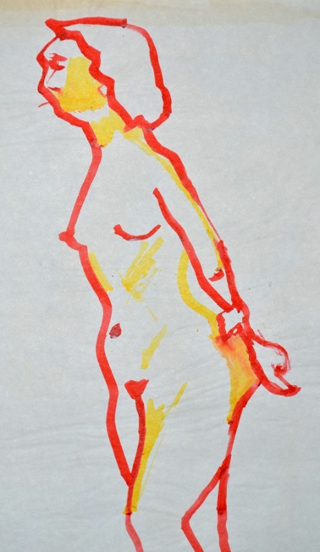 lot 5091 image: Watercolor painting of a nude female figure