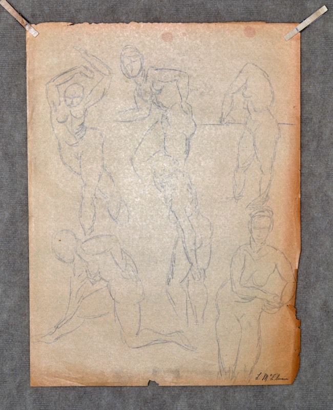 lot 5101 image: Pencil drawing - figures