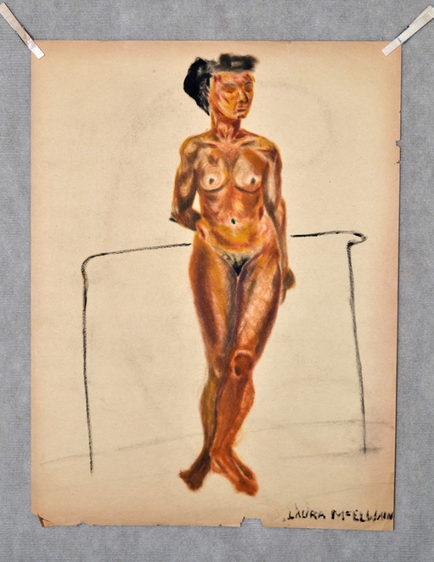 lot 5102 image: Conte Crayon drawing of a nude female figure