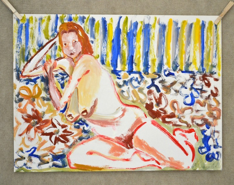 lot 5112 image: Acrylic painting of a nude female figure