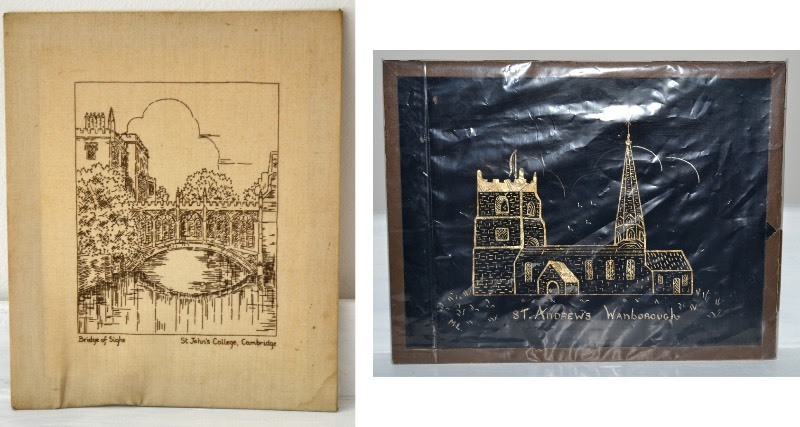 lot 5114 image: c1950 St. Johns Needlework & Glass Etching of St. Andrews Cathedral