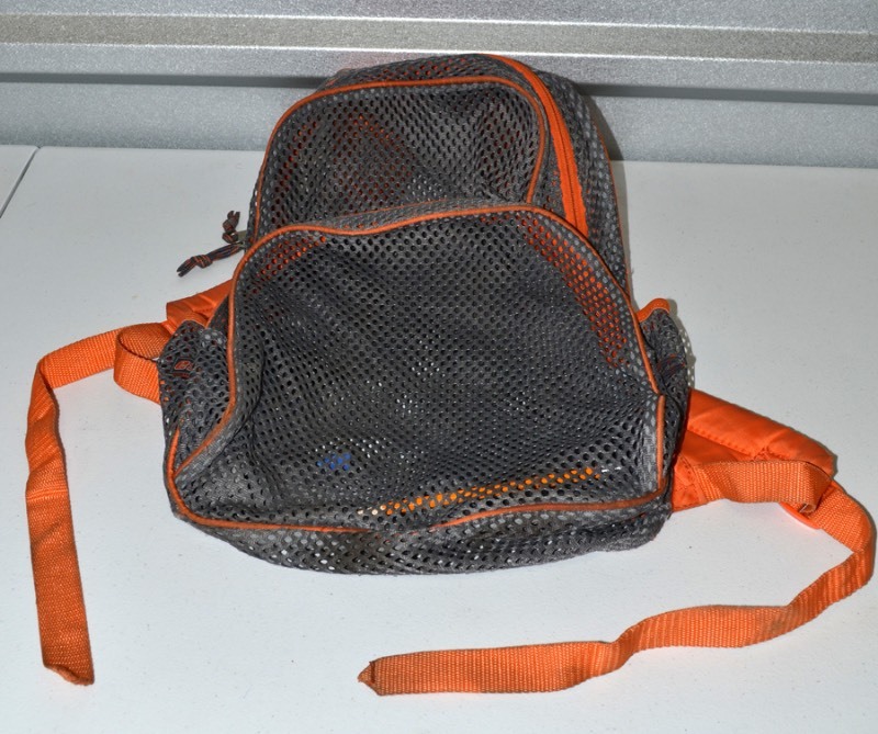 lot 6043 image: Gray Mesh Backpack with Orange Piping