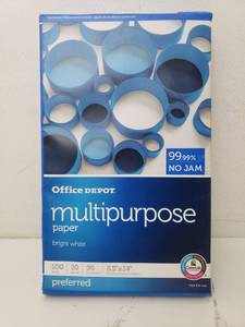 lot 22002 image: Office Depot Multi-Use Paper, Legal Size (8 12in x 14in), 20 Lb, White, Ream Of 500 Sheets
