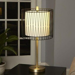 lot 22022 image: Cheyenne Products 23-in Gold and Black Rotary Socket Table Lamp with Fabric Shade