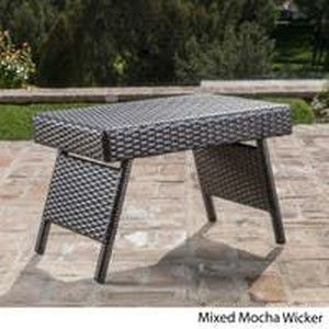 lot 22039 image: Thira Outdoor Aluminum Wicker Accent Table by Christopher Knight Home