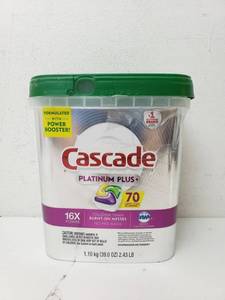lot 22056 image: Cascade Platinum Plus Dishwasher Pods, Actionpacs Dishwasher Detergent, Lemon Scent, 70 Count