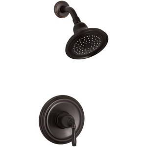 lot 22058 image: KOHLER shower valve trim with lever handle and 2.5 gpm showerhead, 1, Oil-Rubbed Bronze