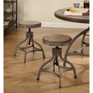 lot 22061 image: Adjustable Height Stool With Nailhead (Set Of 2) - Pewter Silver - Target Marketing Systems