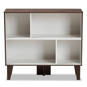 lot 22095 image: Baxton Studio Senja Modern and Contemporary Two-Tone White and Walnut Brown Finished Wood 4-Shelf Bookcase