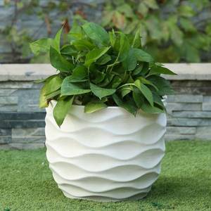 lot 22118 image: Luxen Home White Wavy Design Planter