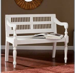 lot 22121 image: Solid Mahogany Turned-Leg Bench in White