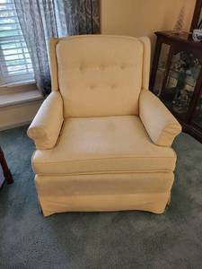 lot 3910 image: Meyer Lemon Yellow Arm Chairs - Few Minor Stains - See Photos