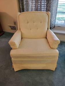 lot 3911 image: Meyer Lemon Yellow Arm Chairs - Few Minor Stains - See Photos