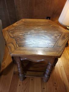 lot 3929 image: HAMMARY Hexagon Wooden Side Table with Lower Shelf