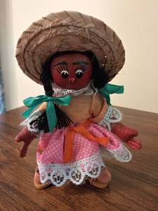 lot 8334 image: Hand Made Mexican Oil Cloth Doll