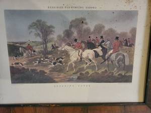 lot 3965 image: Hereing Fox Hunting Scene. Print.
