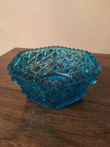 lot 8444 image: Bright Blue Diamond Cut Dish