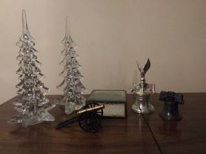 lot 8462 image: Assorted Lot of Crystal Christmas Trees and Collectible Bells