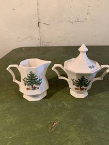 lot 9282 image: Nikko Christmastime Cream and Sugar Set Location Basement Counter