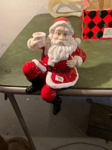 lot 9288 image: Department 56 Holiday Santa Mantel Candle Holder Location Basement