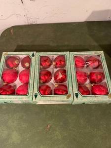 lot 9296 image: Lot of 18 Red Krebs Christmas Ornaments Location Basement