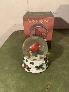 lot 9300 image: Wintersong Cardinal Musical Snowglobe Location Basement