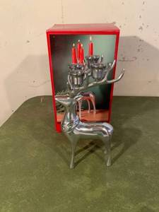 lot 9304 image: Home For The Holidays Metal Reindeer Candleholder Location Basement