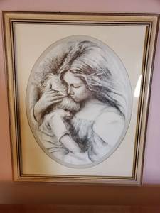 lot 10013 image: Print of A Morher Holding Her Child.