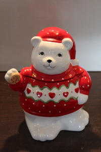 lot 9675 image: Christmas Bear Cookie Jar