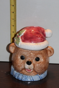 lot 9753 image: Holiday Teddy Bear Head Cookie Jar